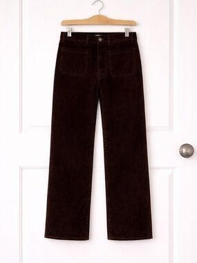 Madewell The Cleo Dark Brown Velvet Straight-Leg Jeans Sz 33